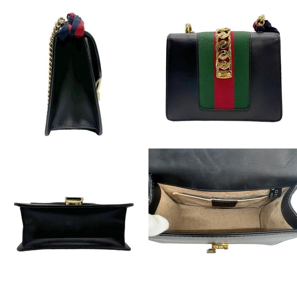 Gucci Sylvie Bag Leather Navy Shoulder Blue